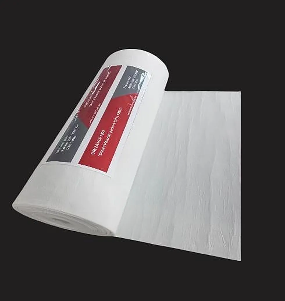 A roll of ORYZA HCF aerogel blanket on a dark background